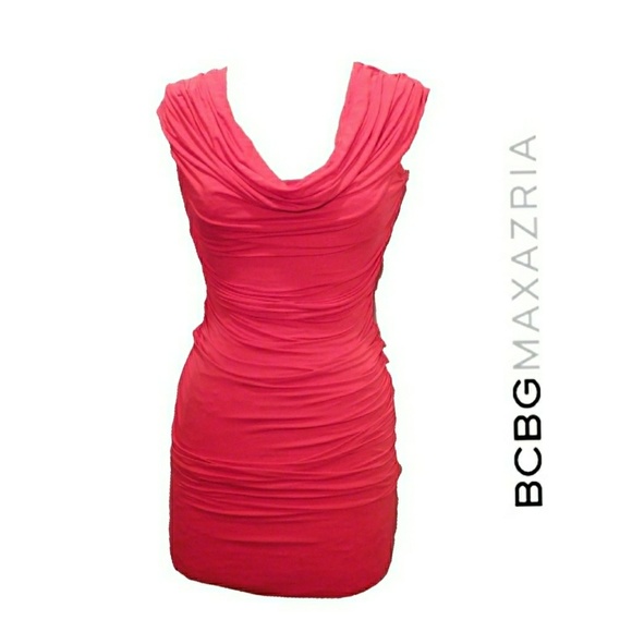 BCBGMaxAzria Dresses & Skirts - BCBGMAXAZRIA SLINKY RED STRETCH COLLAR DRESS